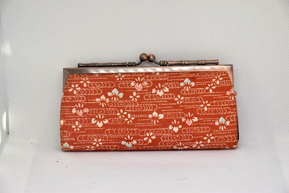 Kaga Yuzen Silk Coin Purse back view showing the continuous flow of traditional Japanese hand-dyed motifs