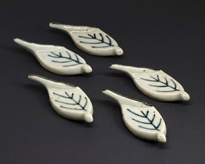 Japanese Leaf Ceramic Chopstick Rests (Set Of 5)