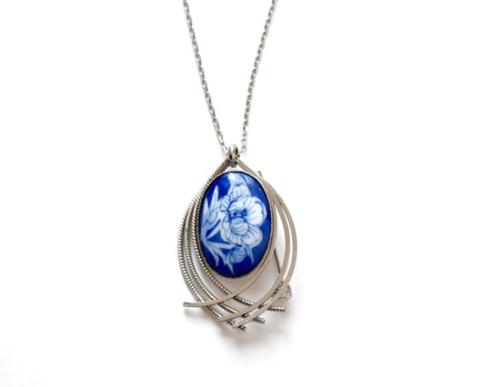 Kiyomizu-Yaki Porcelain Brooch Pendant