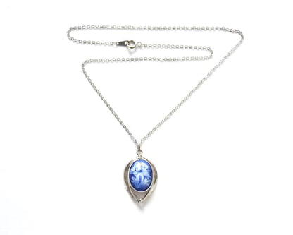 Porcelain Pendant Necklace, Blue And White Japanese