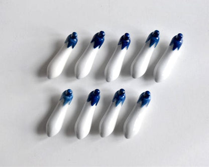 Japanese Eggplant Porcelain Hashioki Set Of 9