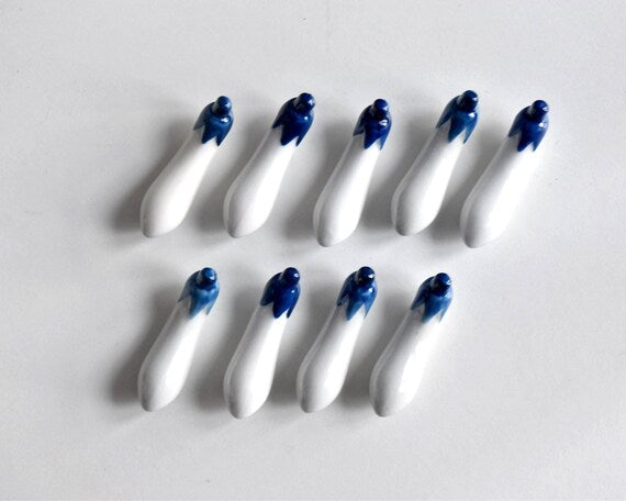 Japanese Eggplant Porcelain Chopstick Rests (Set Of 9)