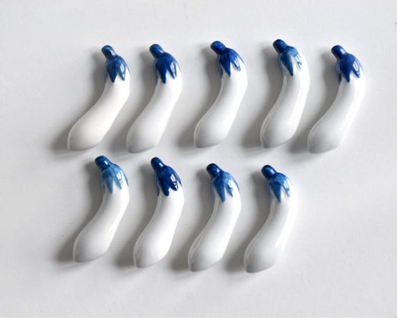 Japanese Eggplant Porcelain Hashioki Set Of 9