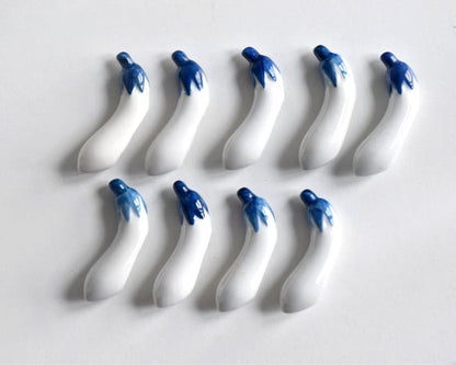 Japanese Eggplant Porcelain Hashioki Set Of 9