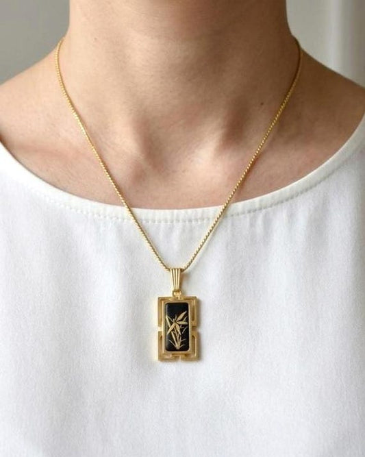 Higo Zogan Gold Inlay Bamboo Pendant Necklace
