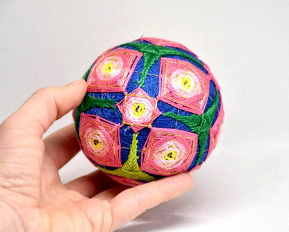 Japanese Temari Ball Pink & Green Geometric