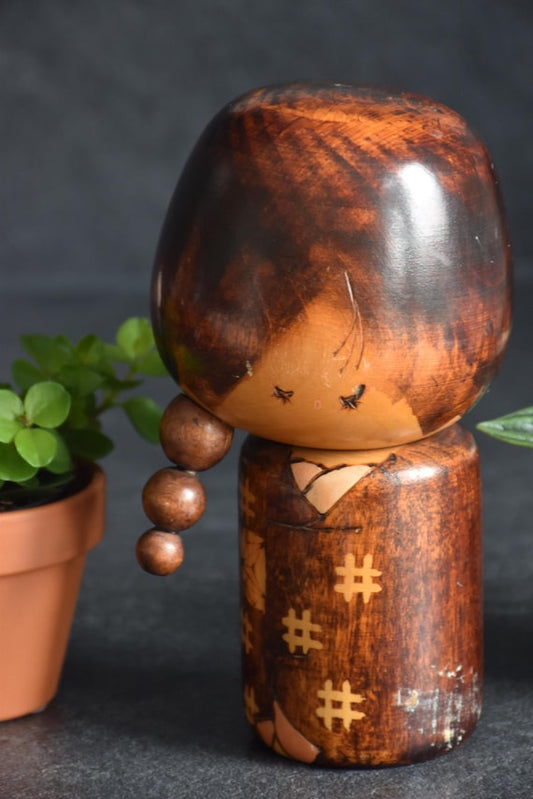 Sosaku Kokeshi Pigtail Doll By Mitsuo
