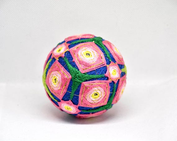 Japanese Temari Ball Pink & Green Geometric