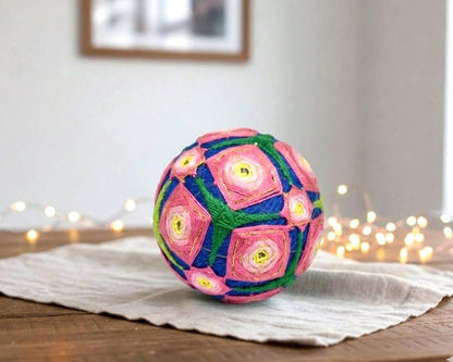 Japanese Temari Ball Pink & Green Geometric