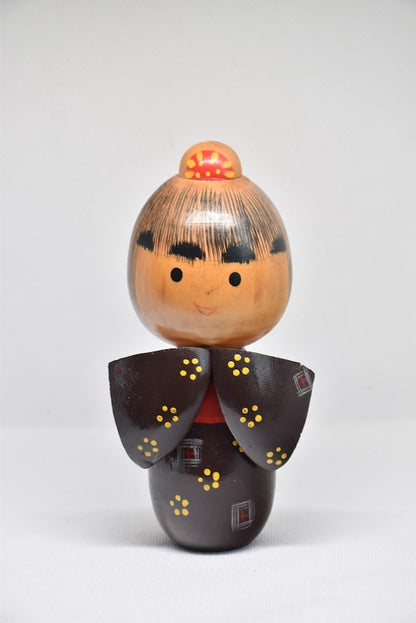 Hand-Painted Kokeshi Doll By Tomio Ishida