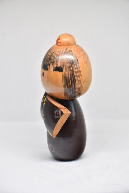 Hand-Painted Kokeshi Doll By Tomio Ishida
