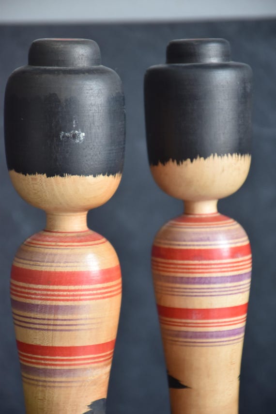 Zenji Sato Tsugaru Kokeshi Pair With Daruma