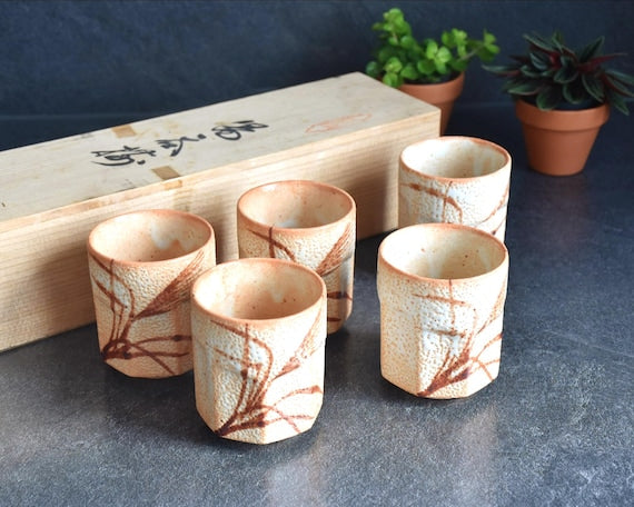 Shino Ware Yunomi Tea Cups