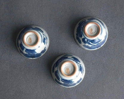Mino-Yaki Blue & White Porcelain Yunomi Set