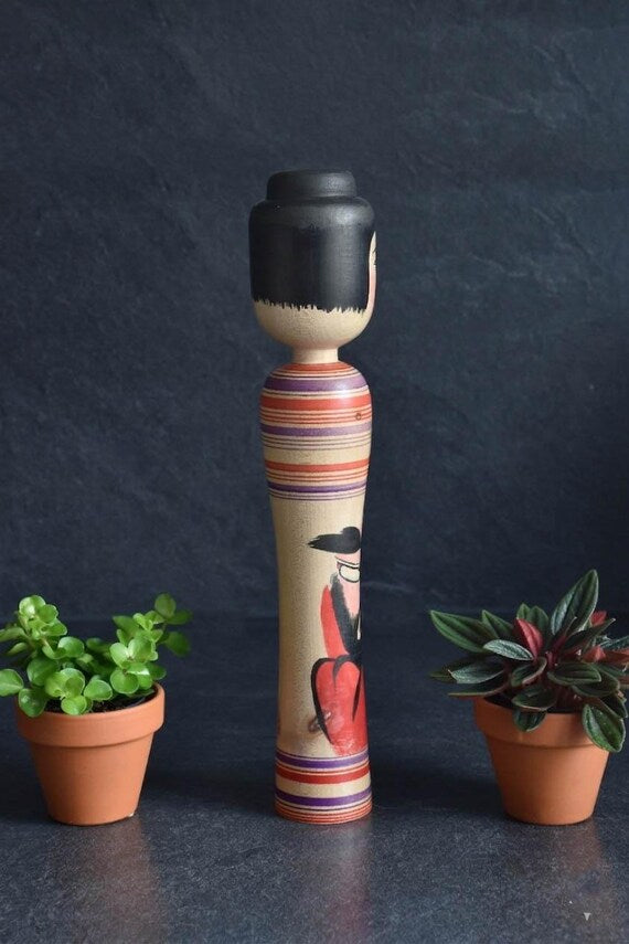 Zenji Sato Tsugaru Kokeshi Doll Daruma Motif