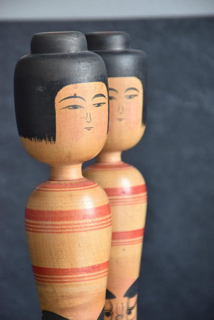 Zenji Sato Tsugaru Kokeshi Pair With Daruma