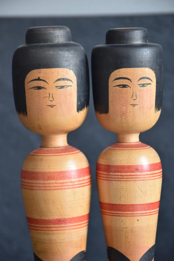Zenji Sato Tsugaru Kokeshi Pair With Daruma