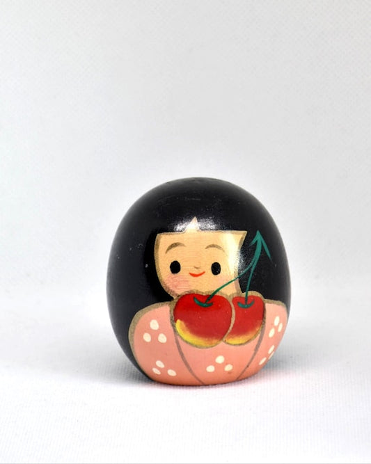 Tanaka Akitsune Sosaku Kokeshi Doll Cherry Motif