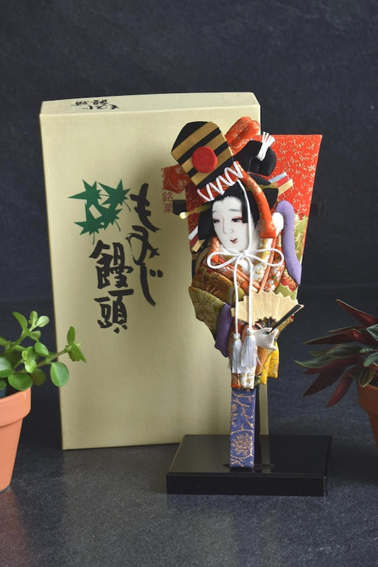 Japanese Hagoita Paddle With Kimono Doll