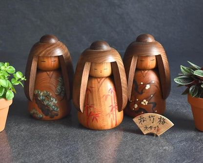 Daisuke Takeda Sosaku Kokeshi Set: Three Friends Of