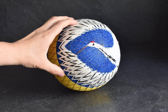 Huge Japanese Temari Ball Black & White Geometric Design