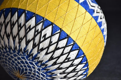 Huge Japanese Temari Ball Black & White Geometric Design