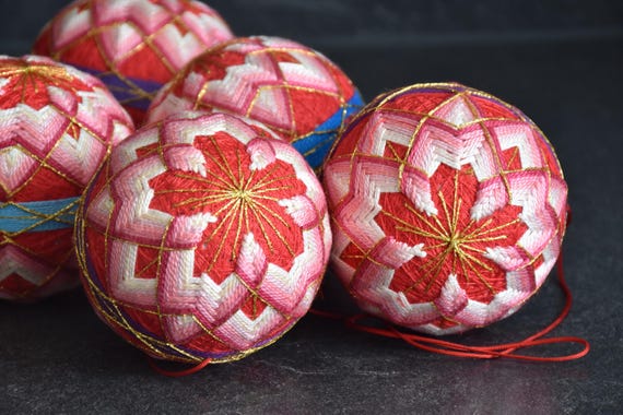 Set Of 5 Japanese Temari Balls | Folk Art