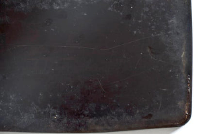 Japanese Lacquerware Tray: Mt. Fuji & Architecture back showing visible scratches and stains