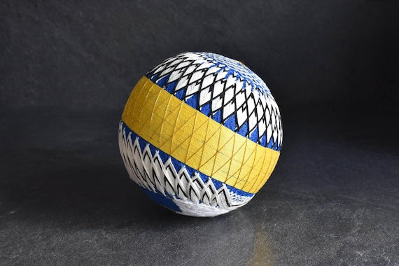 Huge Japanese Temari Ball Black & White Geometric Design