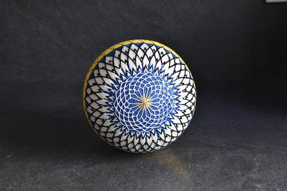 Huge Japanese Temari Ball Black & White Geometric Design