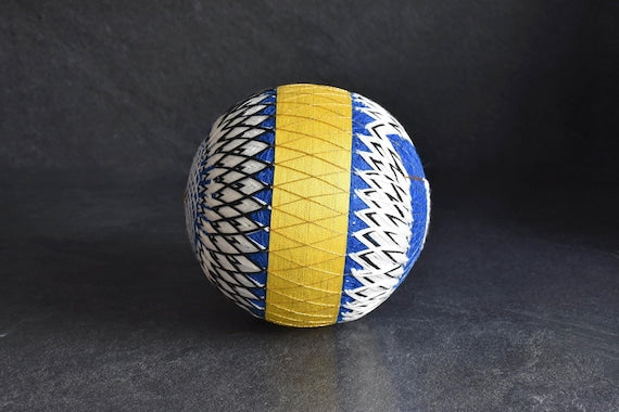 Huge Japanese Temari Ball Black & White Geometric Design