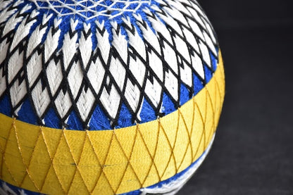 Huge Japanese Temari Ball Black & White Geometric Design