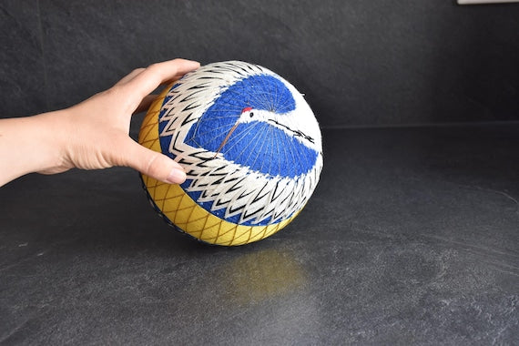 Huge Japanese Temari Ball Black & White Geometric Design