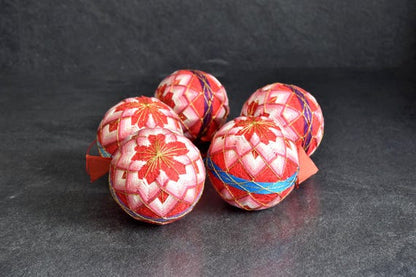 Set Of 5 Japanese Temari Balls | Folk Art
