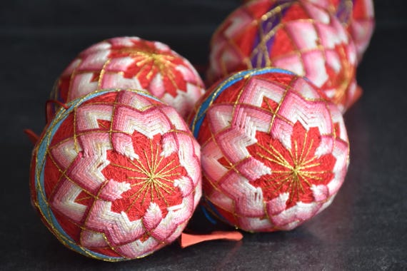 Set Of 5 Japanese Temari Balls | Folk Art