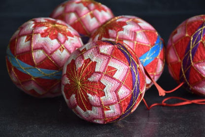 Set Of 5 Japanese Temari Balls | Folk Art