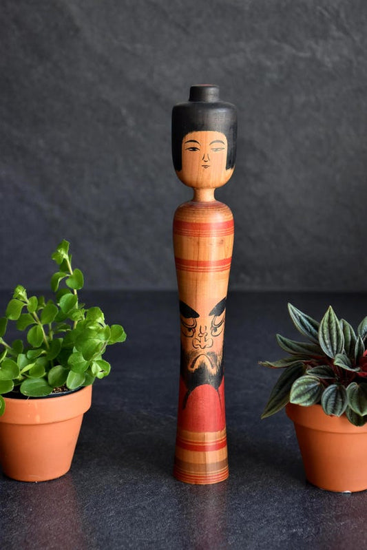 Tsugaru Kokeshi Doll By Zenji Sato With Daruma Motif