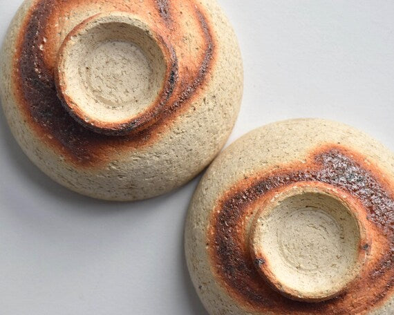 Handmade Ochre And Reddish-Brown Ceramic Sake Cups