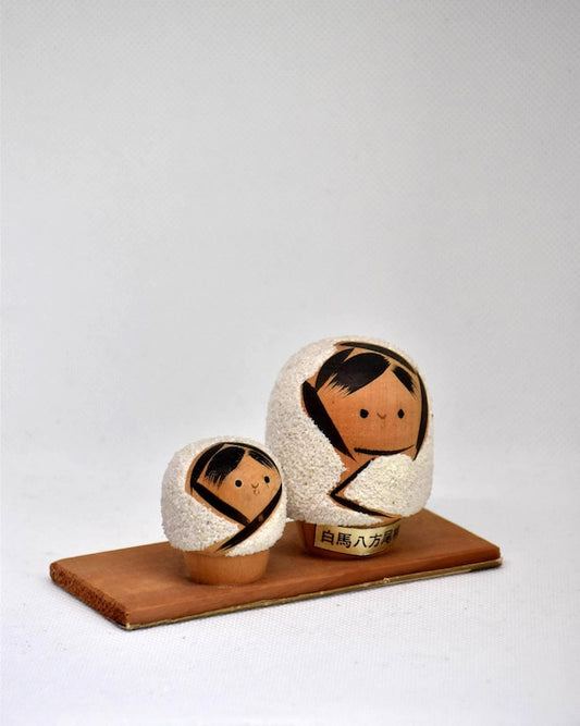 Yukinko Snow Children Kokeshi Pair By Takao Kiyohara