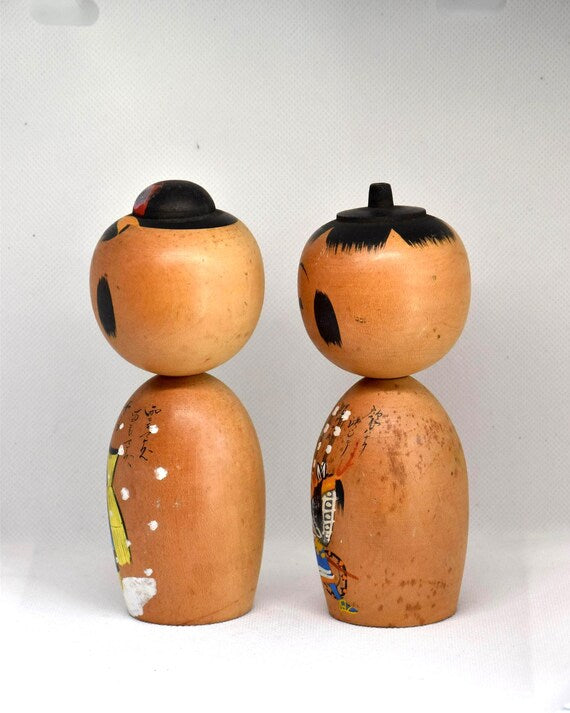 Japanese Kokeshi Dolls Pair