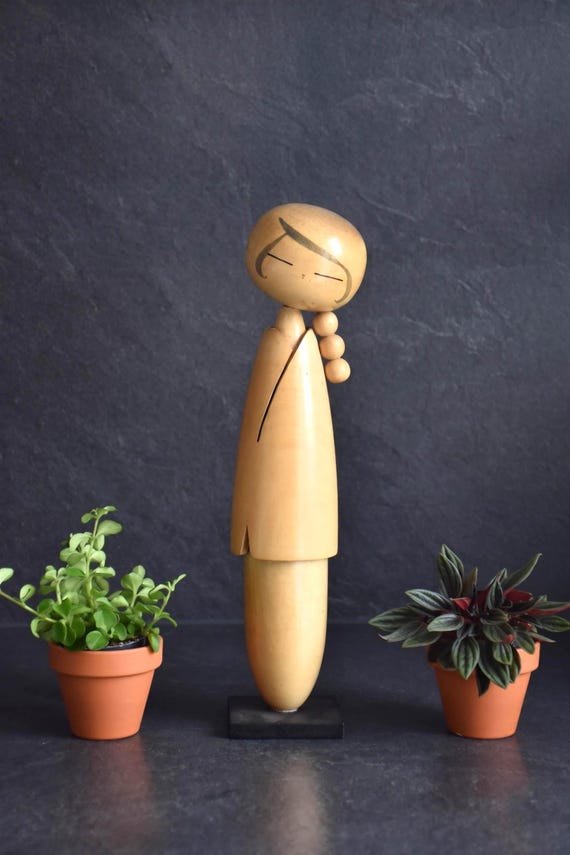 Sosaku Kokeshi Pigtail Doll By Shido Shozan