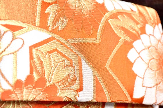 Saga Nishiki Brocade Clutch | Orange Floral
