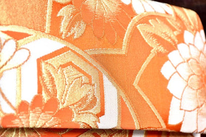Saga Nishiki Brocade Clutch | Orange Floral