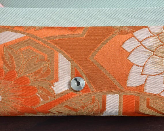 Saga Nishiki Brocade Clutch | Orange Floral
