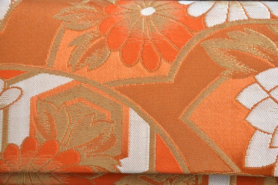 Saga Nishiki Brocade Clutch | Orange Floral