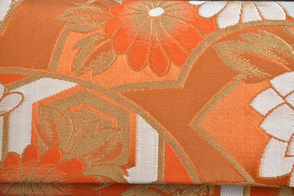 Saga Nishiki Brocade Clutch | Orange Floral
