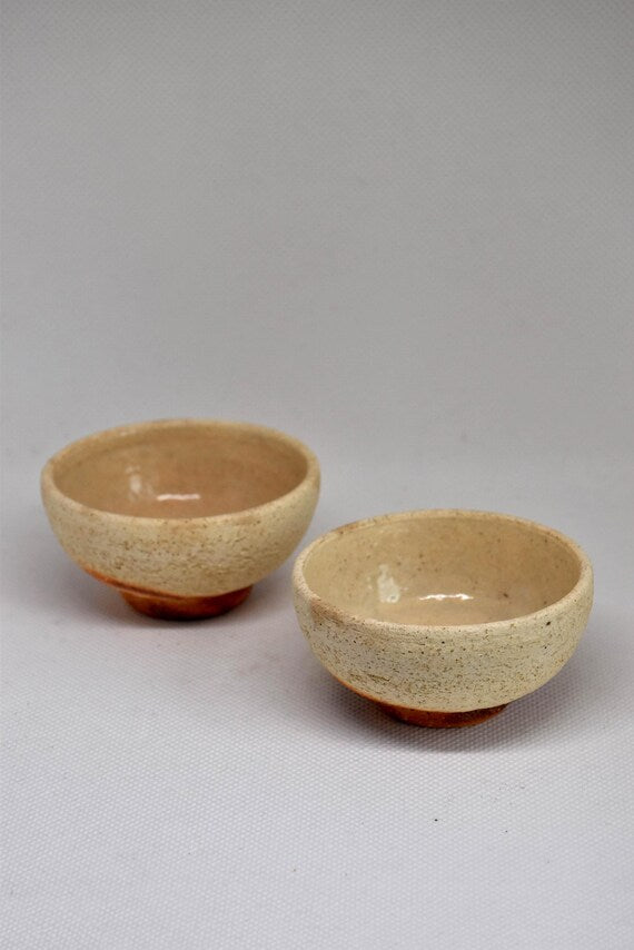 Handmade Ochre And Reddish-Brown Ceramic Sake Cups