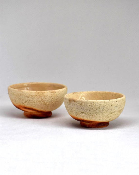 Japanese Ceramic Sake Cups - Ochre & Reddish-Brown