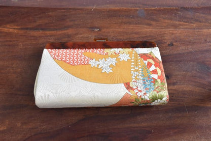 Japanese Fan & Floral Kimono Clutch
