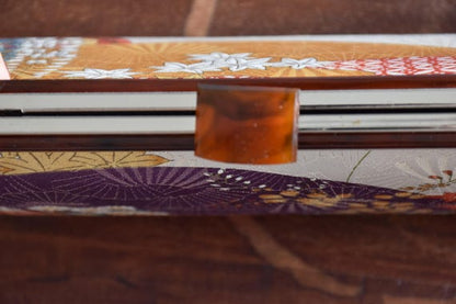 Japanese Fan & Floral Kimono Clutch